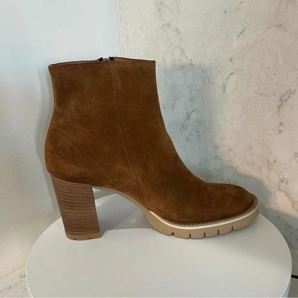 New! Paul Green‎ Sloane Lug Sole Bootie Boot in Toffee Suede size US 7.5